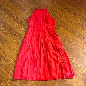1901 Vibrant Red Coral Midi Dress XL